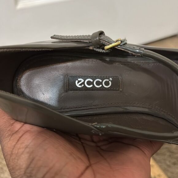 ECCO Gray Patent Leather Mary Jane Heel Shoes size 9 Fall Twee Coquette Academia - Picture 6 of 8